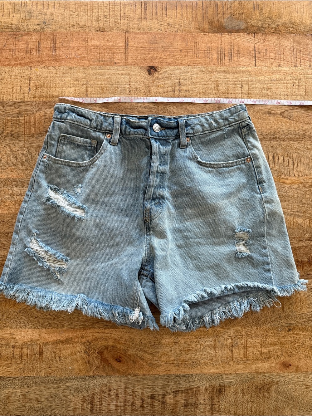 wild fable Light Blue Distressed High-Rise Jean Shorts